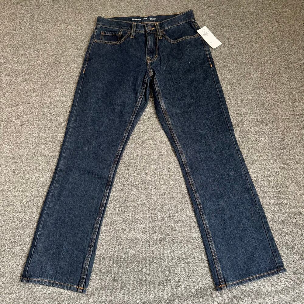 NWT Old Navy Men's‎ Denim Jeans Built-In Tough Straight Leg Size 28x28 Dark Wash